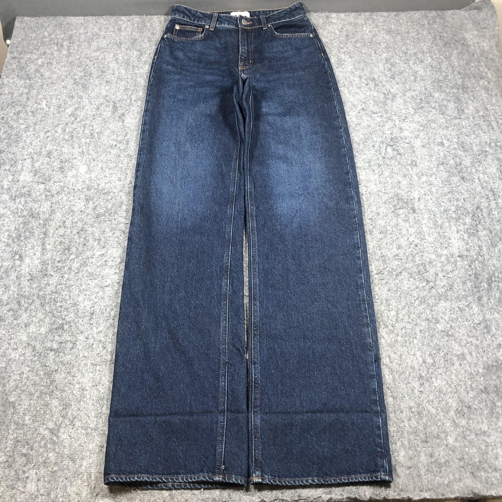 H&M Jeans Womens 4 Blue Medium Wash High Rise Wide Leg Relaxed Denim Pants